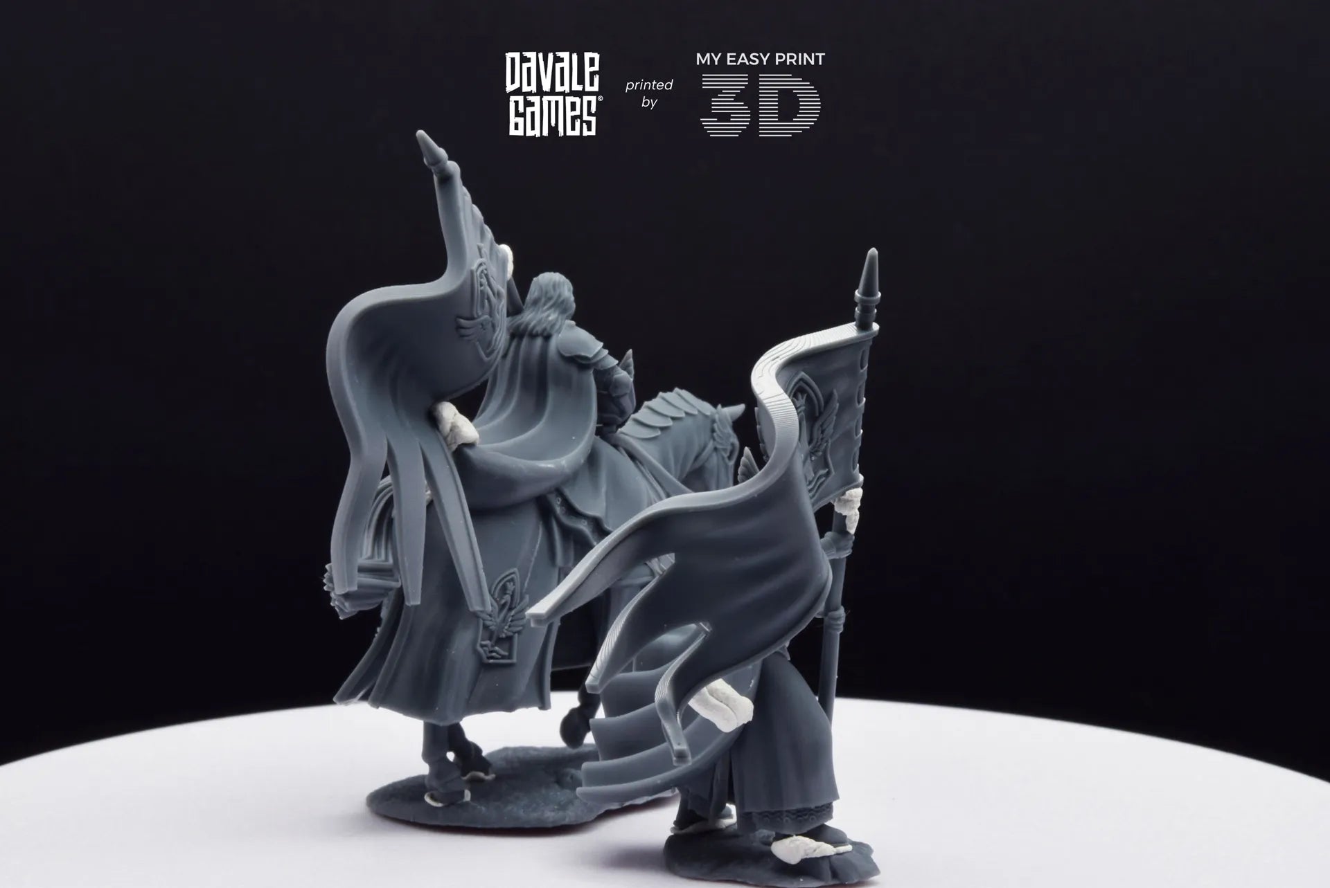 White Swan Rider Banner - Foot and Mounted - Davale Games - 3D Printed with high quality resin for LOTR/D&D games
