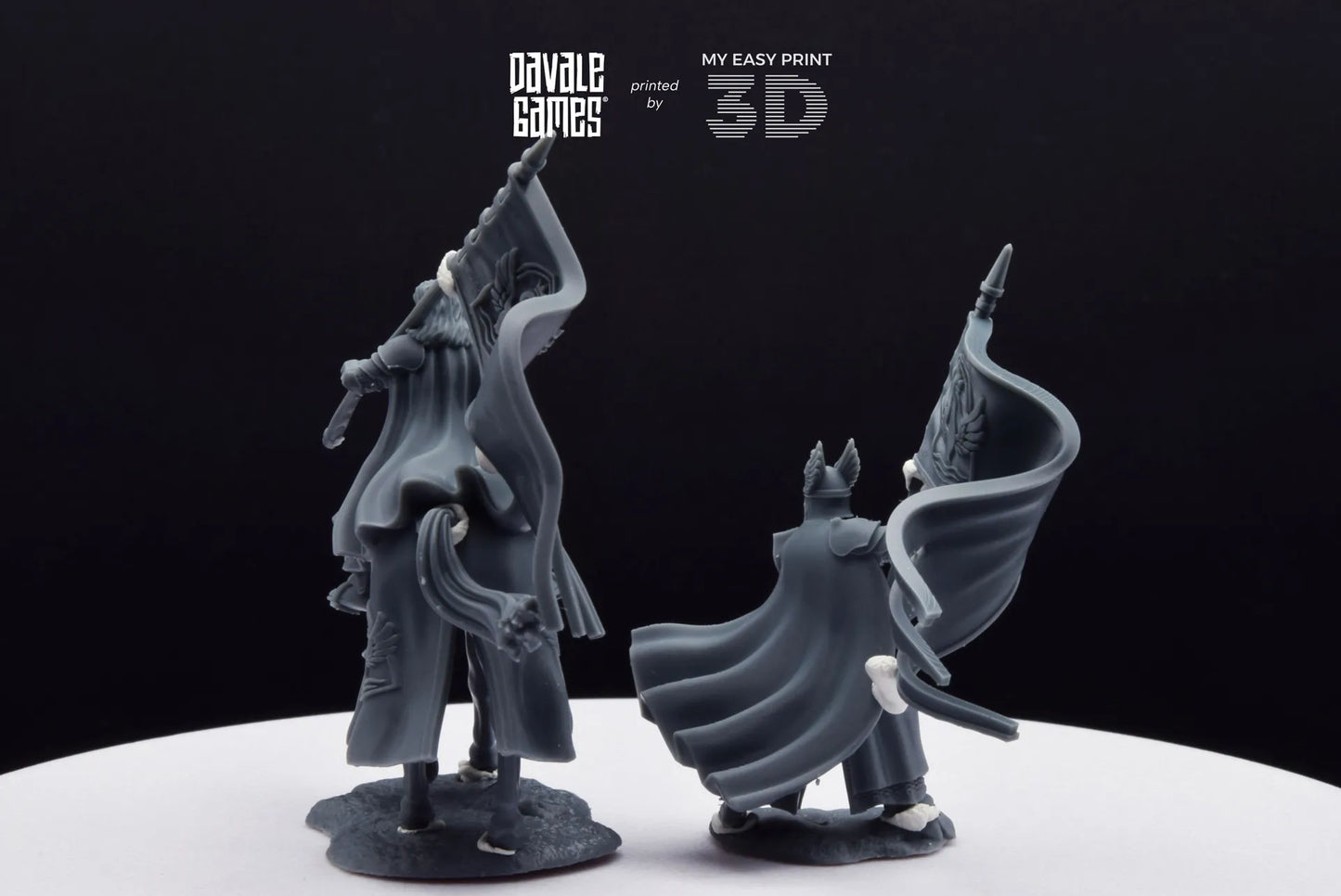 White Swan Rider Banner - Foot and Mounted - Davale Games - 3D Printed with high quality resin for LOTR/D&D games