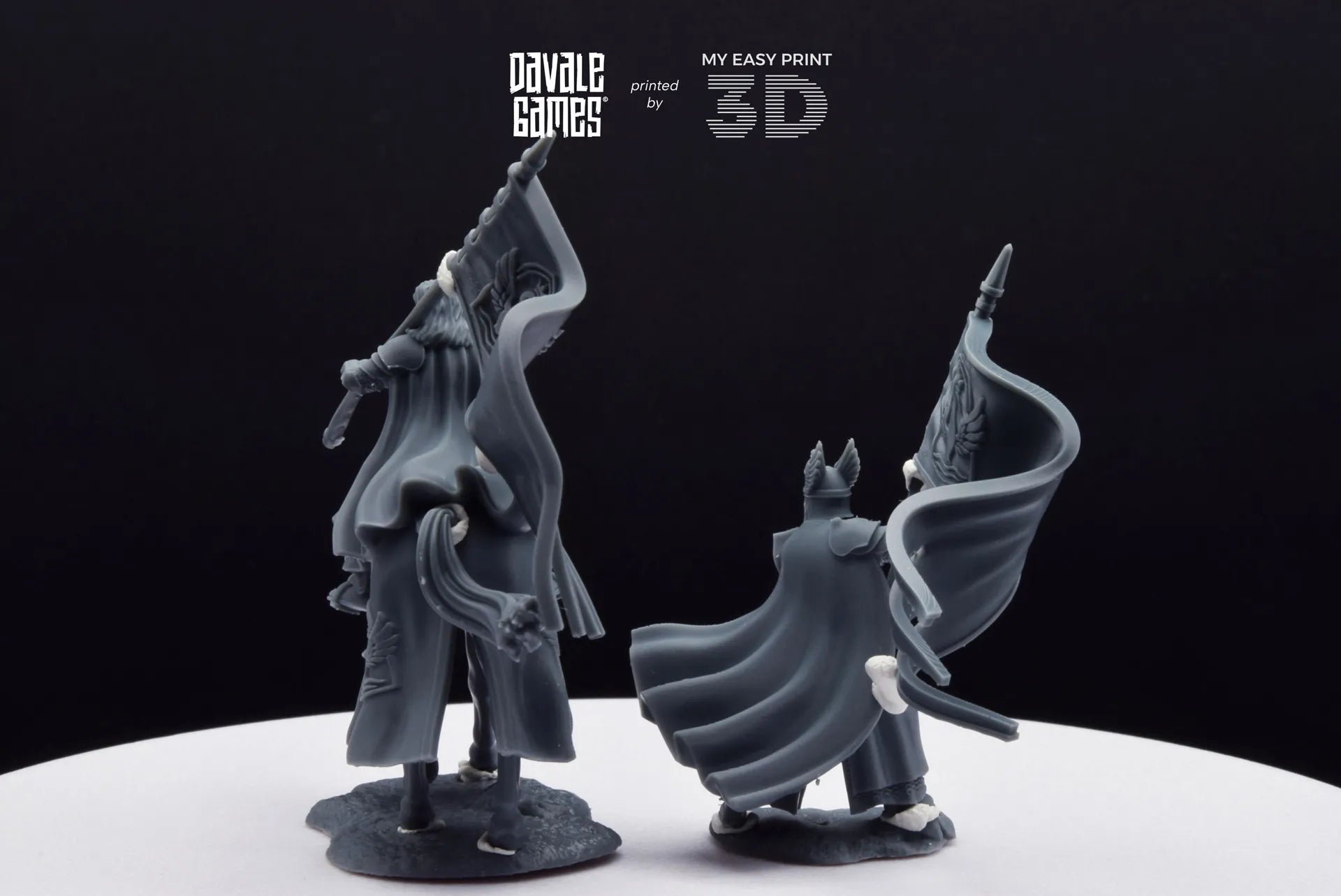 White Swan Rider Banner - Foot and Mounted - Davale Games - 3D Printed with high quality resin for LOTR/D&D games
