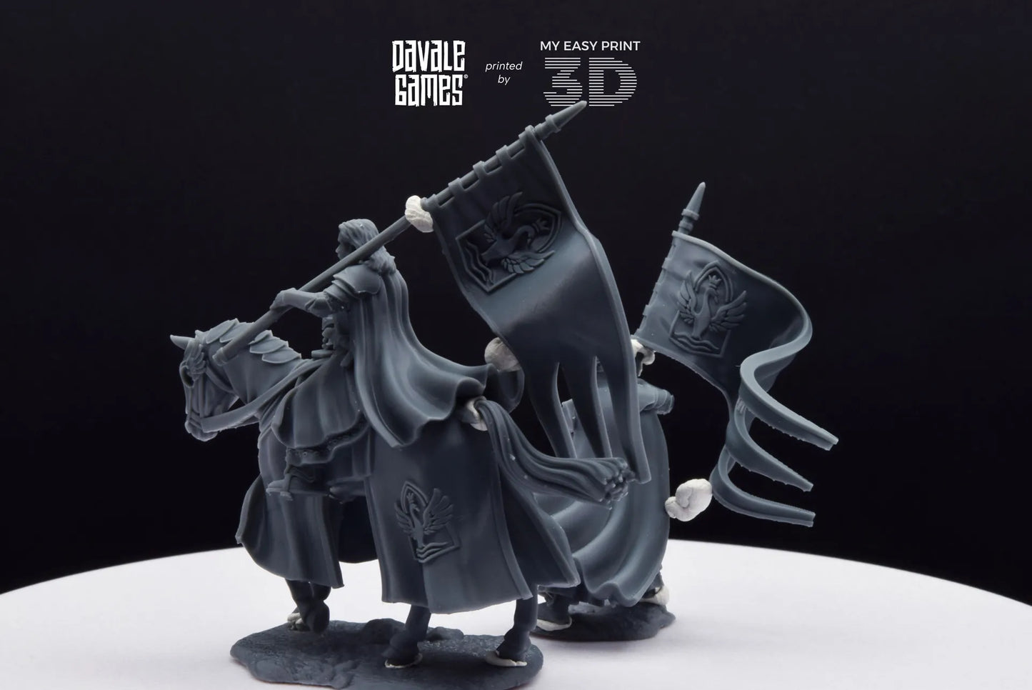 White Swan Rider Banner - Foot and Mounted - Davale Games - 3D Printed with high quality resin for LOTR/D&D games