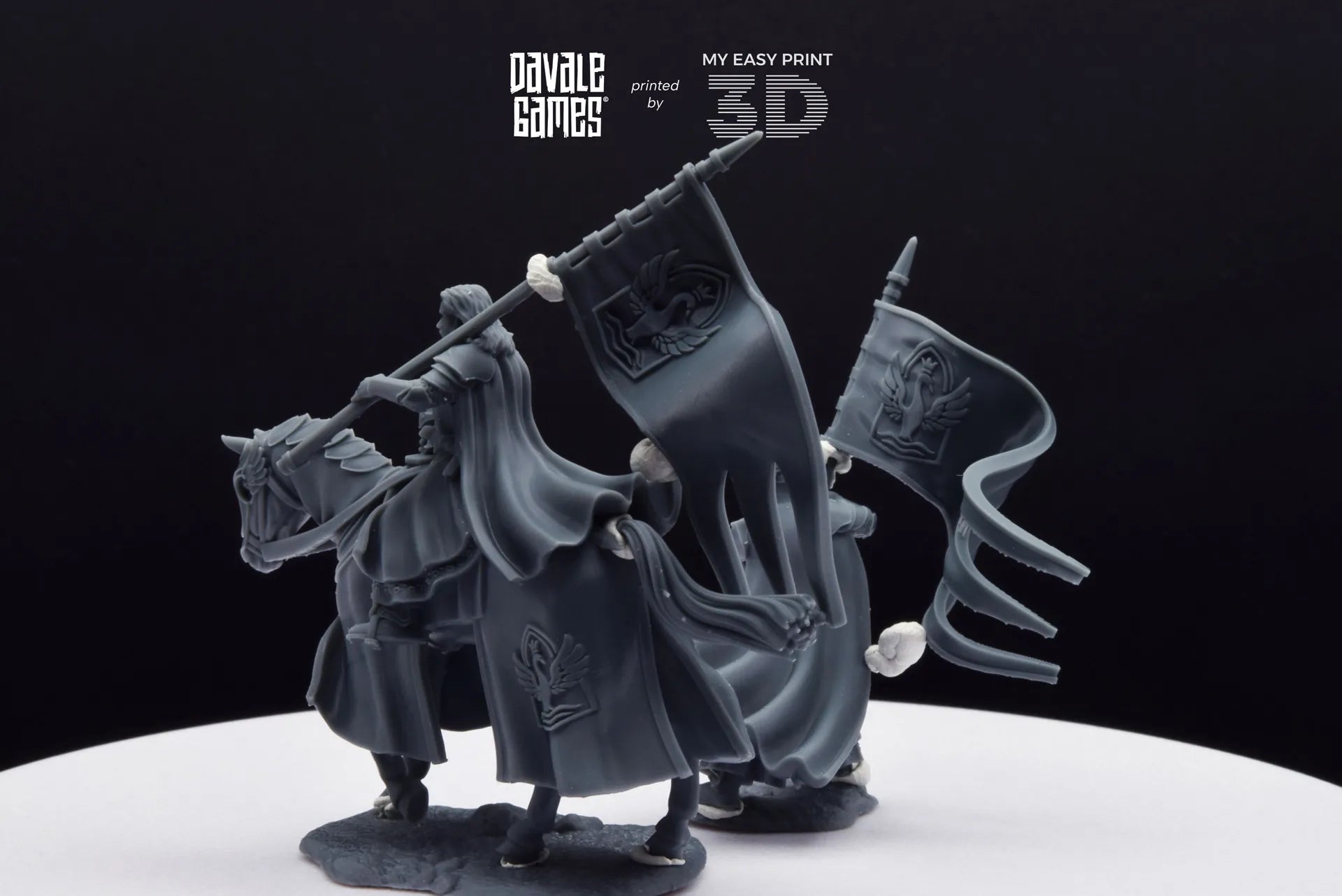 White Swan Rider Banner - Foot and Mounted - Davale Games - 3D Printed with high quality resin for LOTR/D&D games