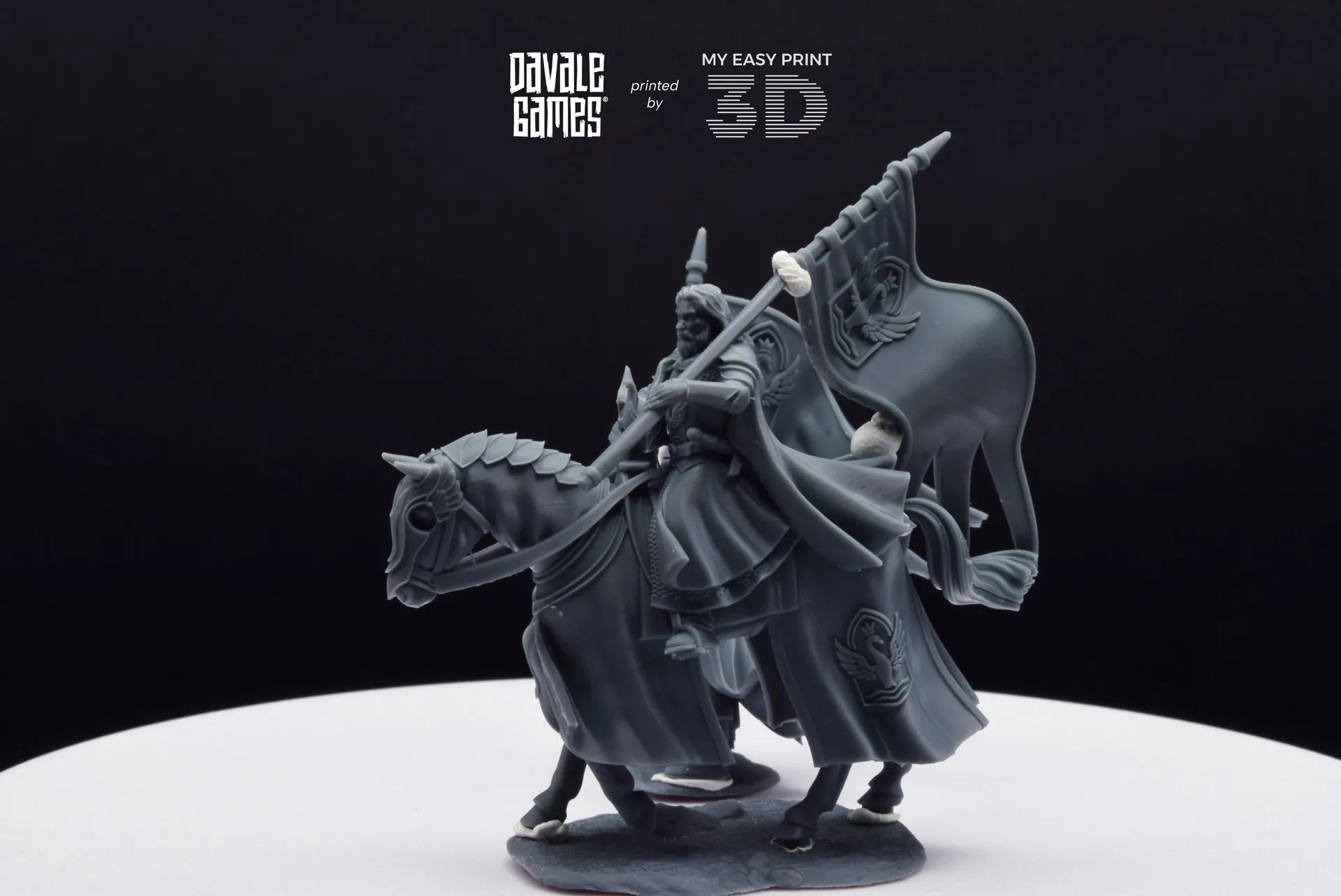 White Swan Rider Banner - Foot and Mounted - Davale Games - 3D Printed with high quality resin for LOTR/D&D games