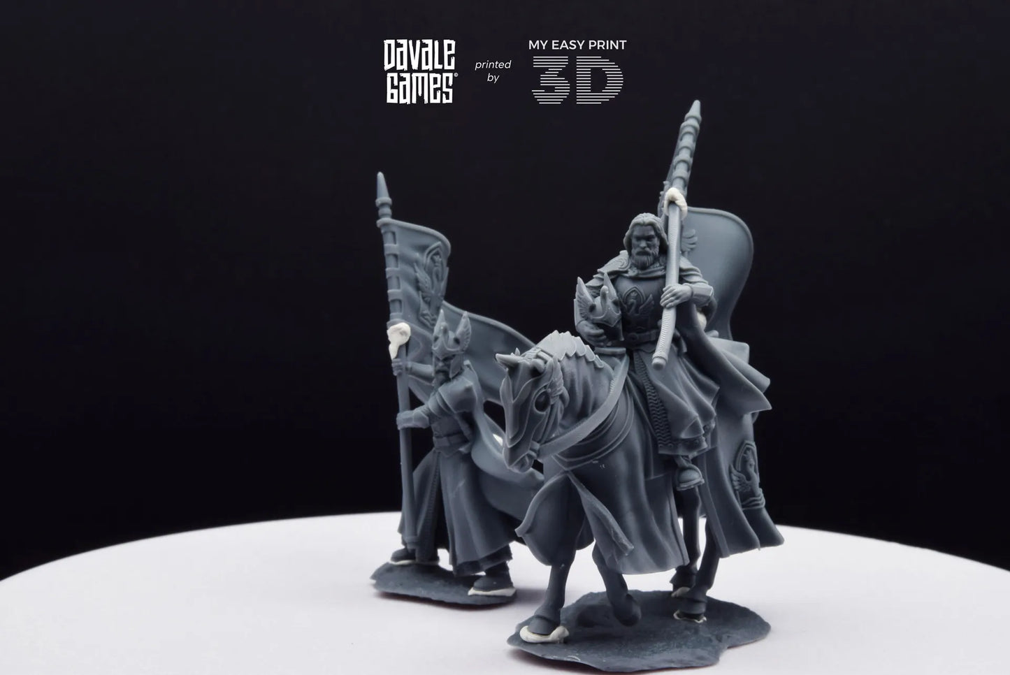 White Swan Rider Banner - Foot and Mounted - Davale Games - 3D Printed with high quality resin for LOTR/D&D games