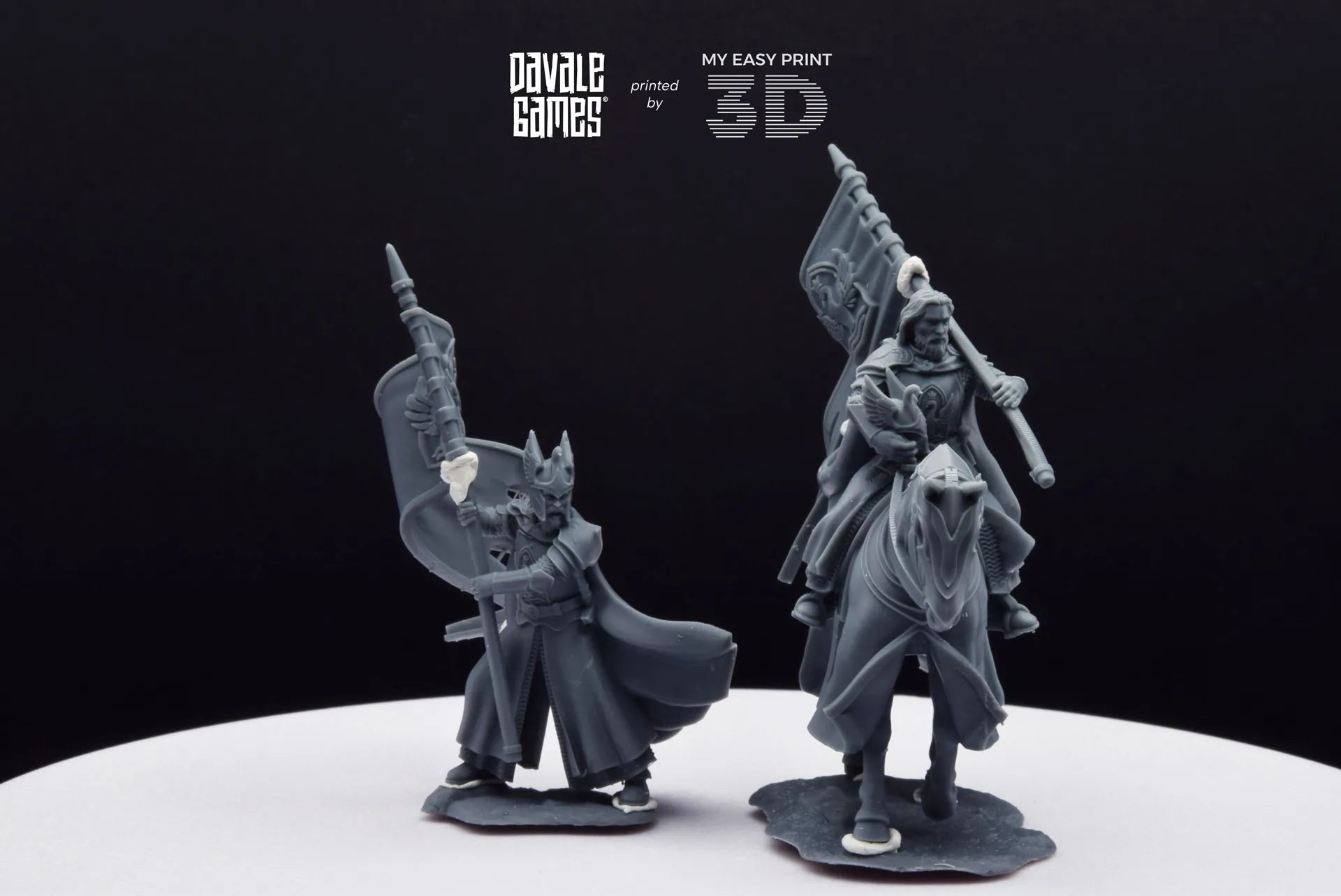 White Swan Rider Banner - Foot and Mounted - Davale Games - 3D Printed with high quality resin for LOTR/D&D games