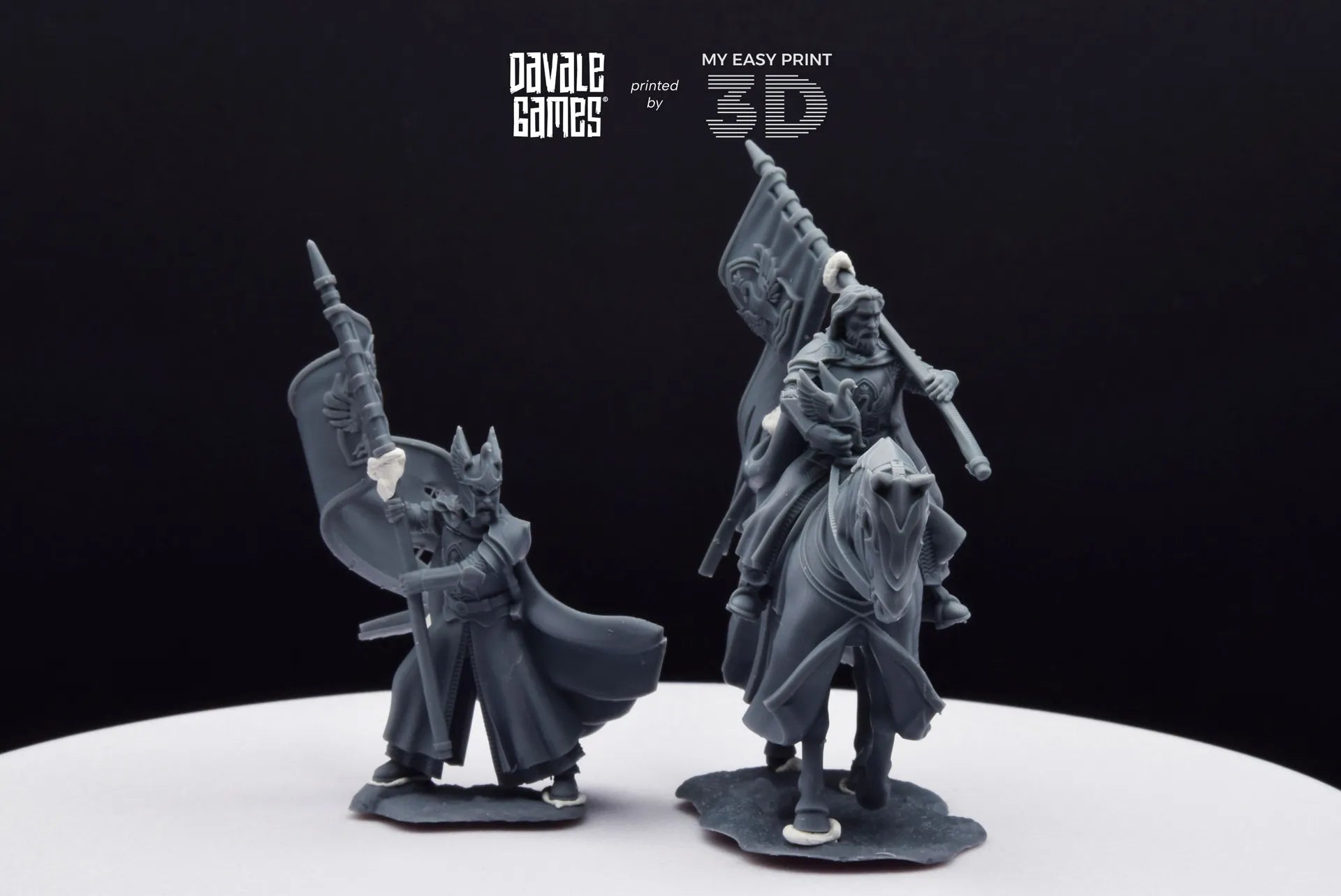 White Swan Rider Banner - Foot and Mounted - Davale Games - 3D Printed with high quality resin for LOTR/D&D games