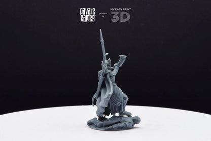 Galanthir Elves Warrior with Horn and Spear - Davale Games - 3D Printed with high quality resin for LOTR/D&D games