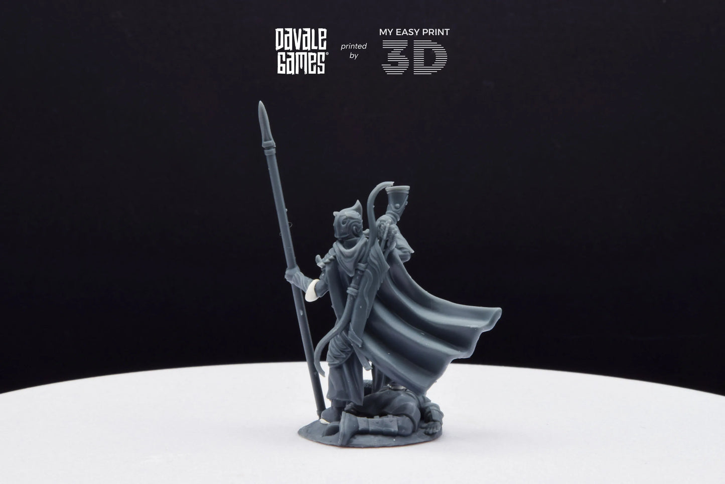 Galanthir Elves Warrior with Horn and Spear - Davale Games - 3D Printed with high quality resin for LOTR/D&D games