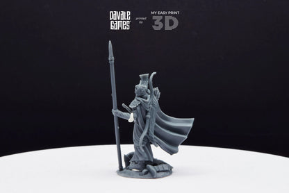 Galanthir Elves Warrior with Horn and Spear - Davale Games - 3D Printed with high quality resin for LOTR/D&D games