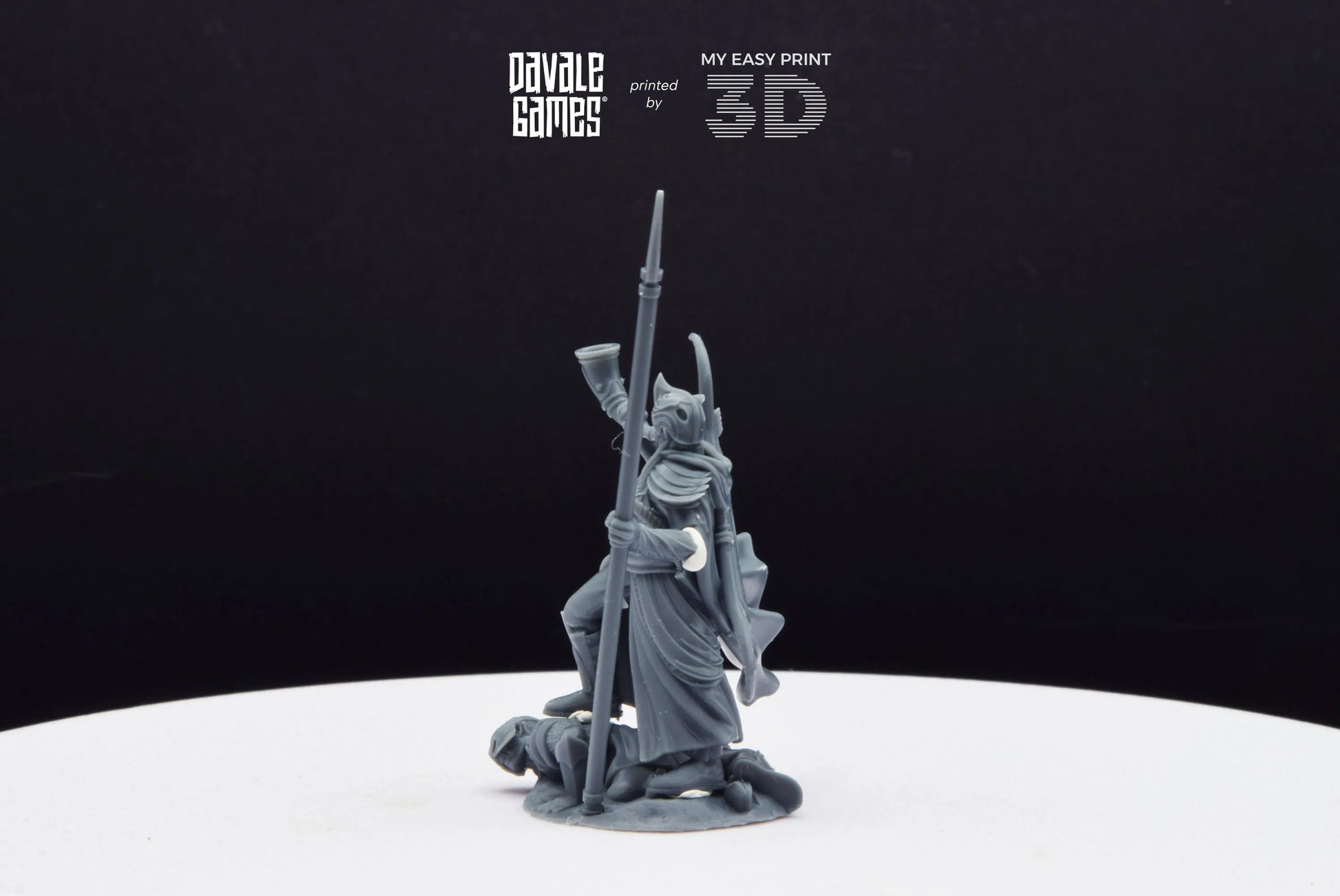 Galanthir Elves Warrior with Horn and Spear - Davale Games - 3D Printed with high quality resin for LOTR/D&D games