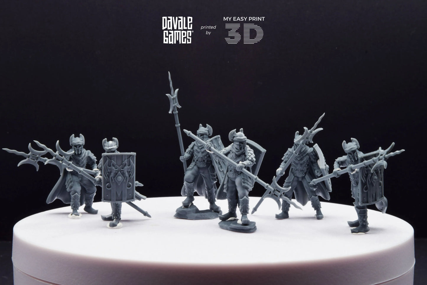 Dragon Army Elite Pikemen and Shield - Davale Games - 3D Printed with high quality resin for LOTR/D&D games