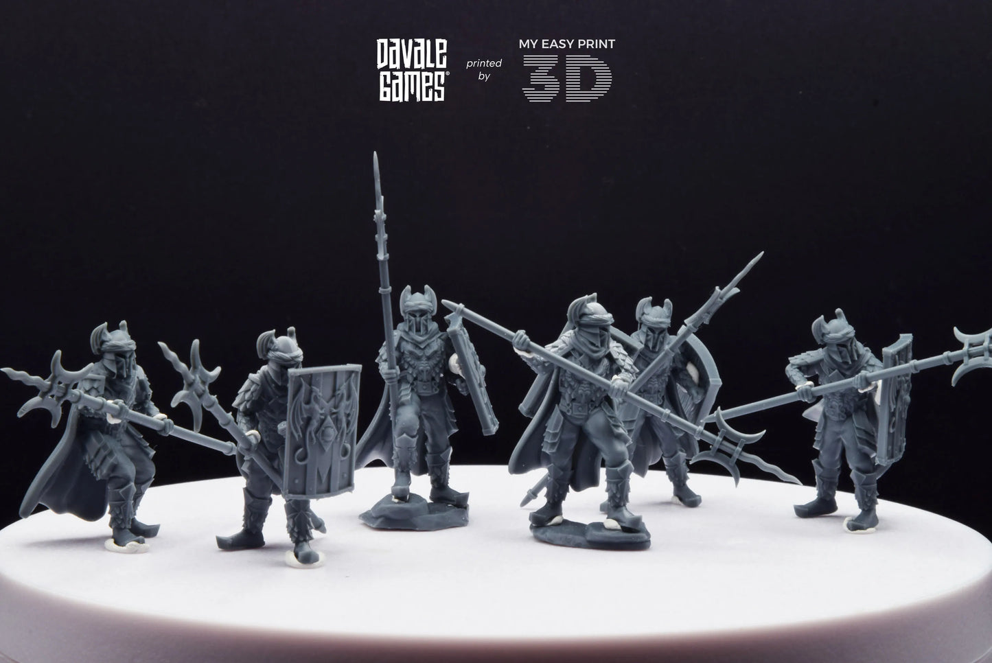 Dragon Army Elite Pikemen and Shield - Davale Games - 3D Printed with high quality resin for LOTR/D&D games