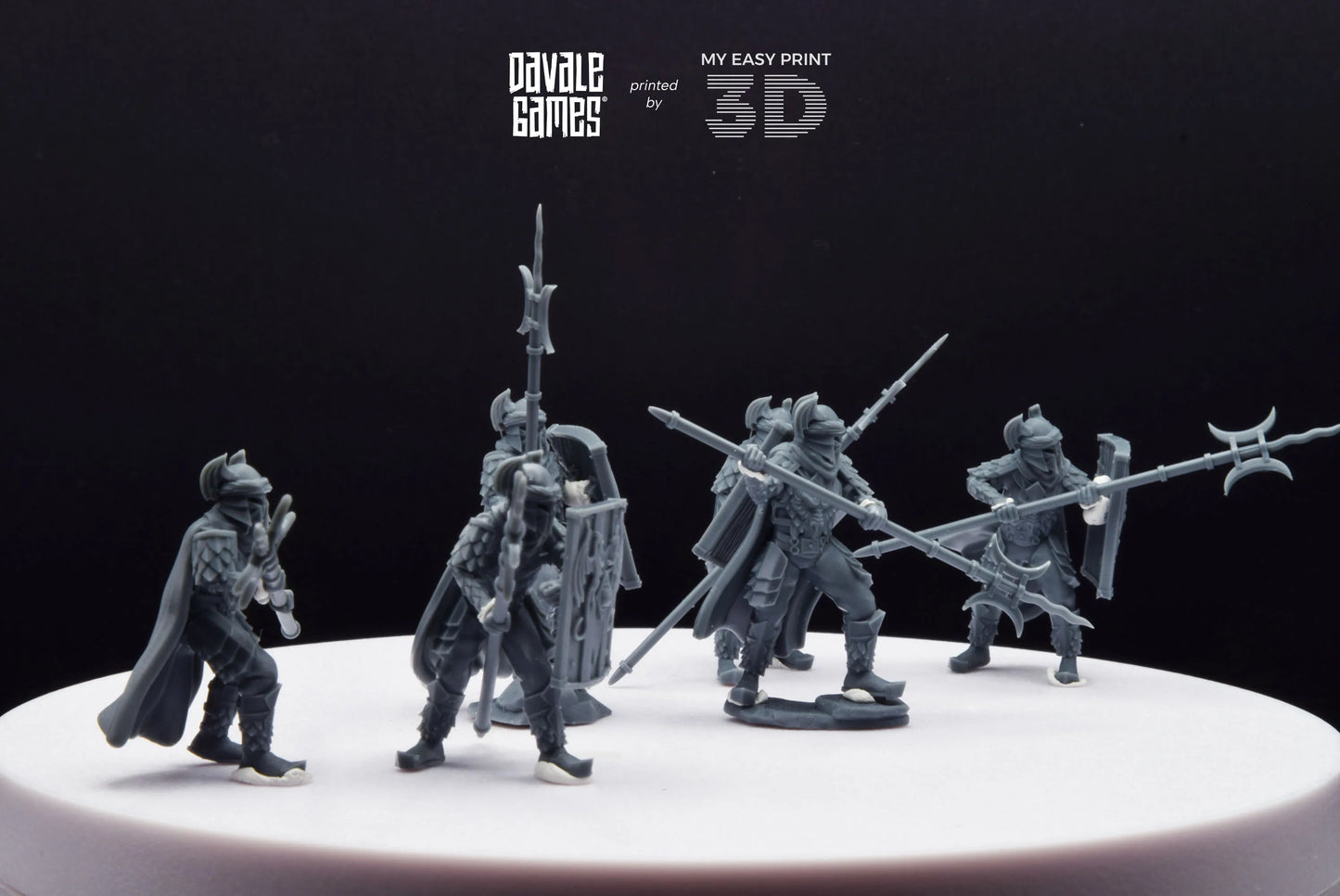 Dragon Army Elite Pikemen and Shield - Davale Games - 3D Printed with high quality resin for LOTR/D&D games