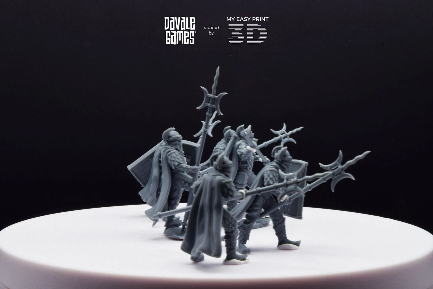 Dragon Army Elite Pikemen and Shield - Davale Games - 3D Printed with high quality resin for LOTR/D&D games