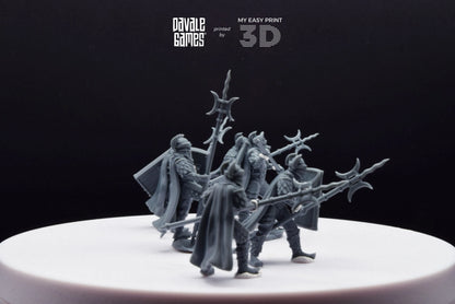 Dragon Army Elite Pikemen and Shield - Davale Games - 3D Printed with high quality resin for LOTR/D&D games