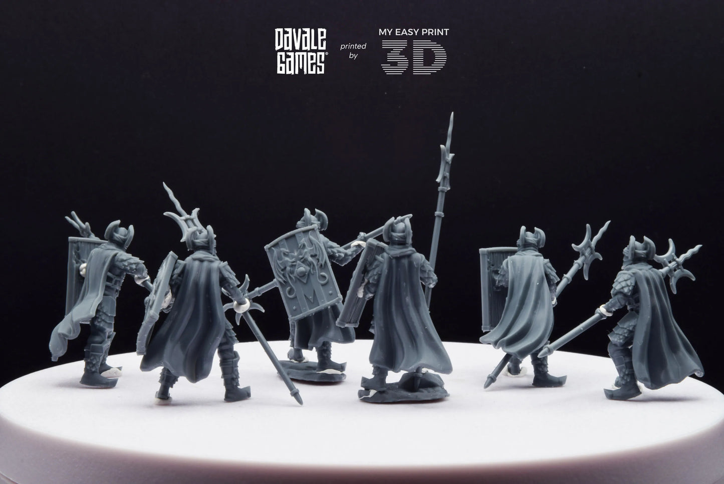 Dragon Army Elite Pikemen and Shield - Davale Games - 3D Printed with high quality resin for LOTR/D&D games