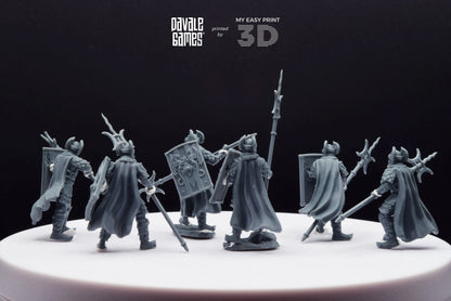 Dragon Army Elite Pikemen and Shield - Davale Games - 3D Printed with high quality resin for LOTR/D&D games