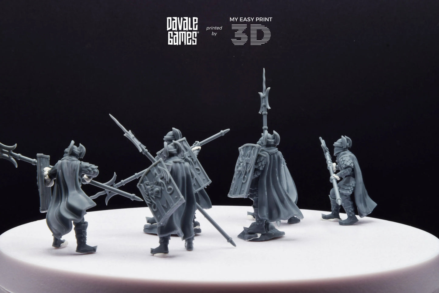 Dragon Army Elite Pikemen and Shield - Davale Games - 3D Printed with high quality resin for LOTR/D&D games