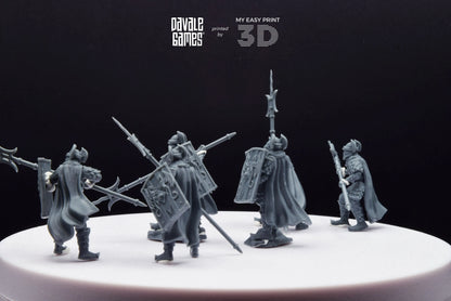 Dragon Army Elite Pikemen and Shield - Davale Games - 3D Printed with high quality resin for LOTR/D&D games
