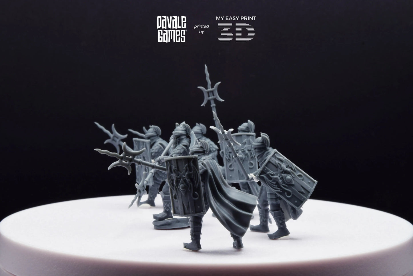 Dragon Army Elite Pikemen and Shield - Davale Games - 3D Printed with high quality resin for LOTR/D&D games