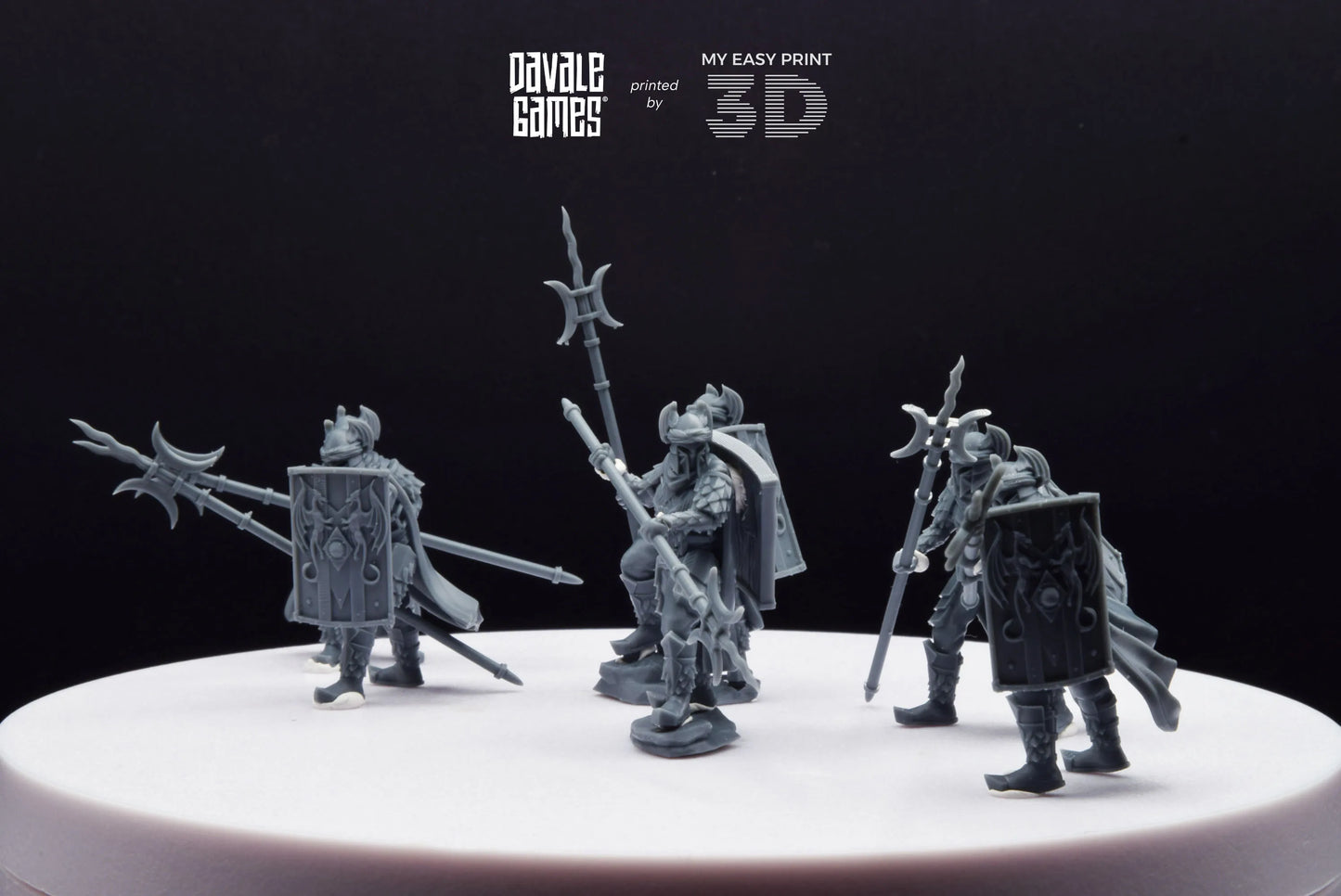 Dragon Army Elite Pikemen and Shield - Davale Games - 3D Printed with high quality resin for LOTR/D&D games