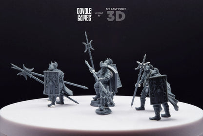Dragon Army Elite Pikemen and Shield - Davale Games - 3D Printed with high quality resin for LOTR/D&D games