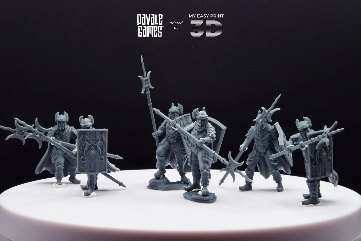Dragon Army Elite Pikemen and Shield - Davale Games - 3D Printed with high quality resin for LOTR/D&D games