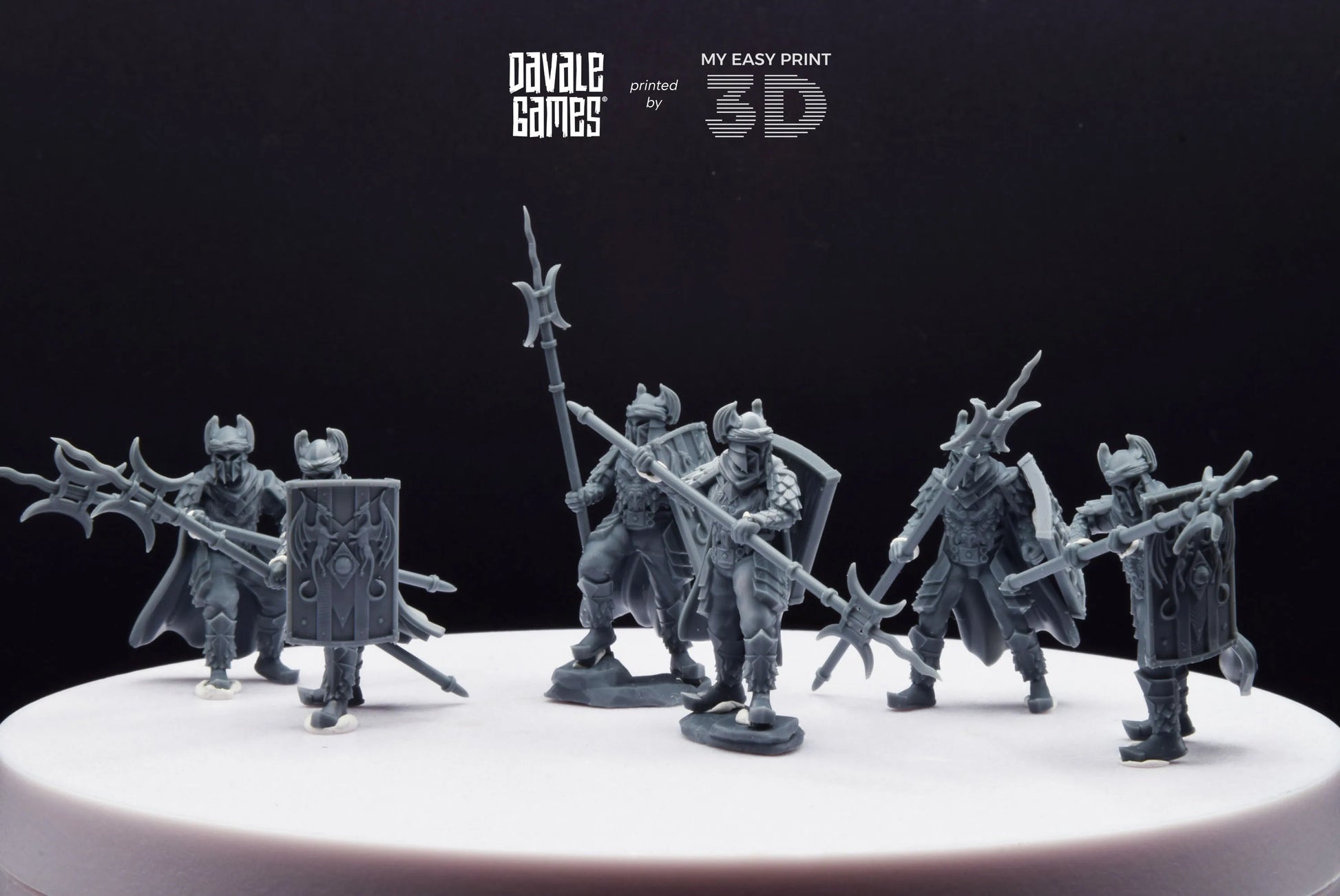 Dragon Army Elite Pikemen and Shield - Davale Games - 3D Printed with high quality resin for LOTR/D&D games