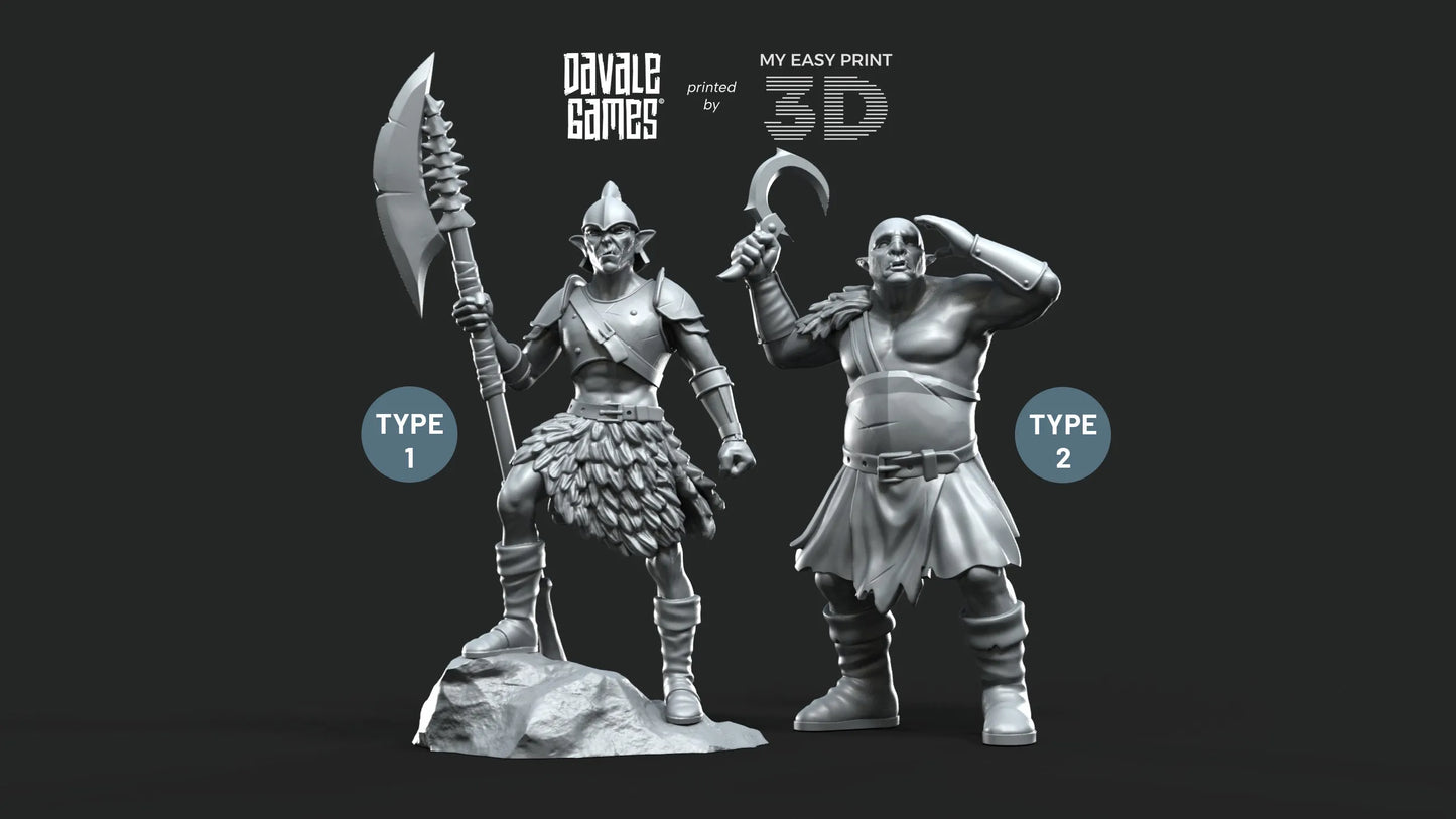 Shall & Krot. - Orcs Captains - Fellmount Reavers - Davale Games - 3D Printed with high quality resin for LOTR/D&D games