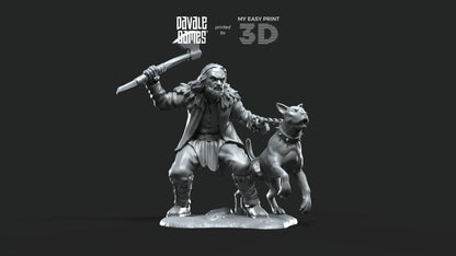 Dog Trainer with dogs - Fellmount Reavers - Davale Games - 3D Printed with high quality resin for LOTR/D&D games