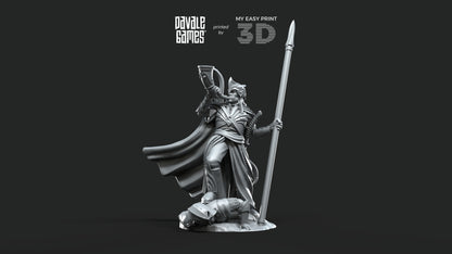 Galanthir Elves Warrior with Horn and Spear - Davale Games - 3D Printed with high quality resin for LOTR/D&D games