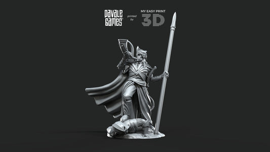 Galanthir Elves Warrior with Horn and Spear - Davale Games - 3D Printed with high quality resin for LOTR/D&D games
