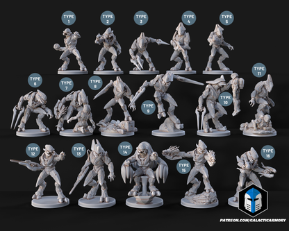 Halo Elites Miniatures - Galactic Armory - 3D Printed with High Quality Resin for Wargame/Skirmish/D&D
