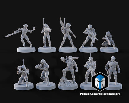 Halo UNSC Marine Miniatures - Galactic Armory - 3D Printed with High Quality Resin for Wargame/Skirmish/D&D
