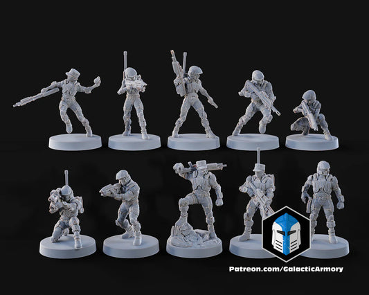Halo UNSC Marine Miniatures - Galactic Armory - 3D Printed with High Quality Resin for Wargame/Skirmish/D&D