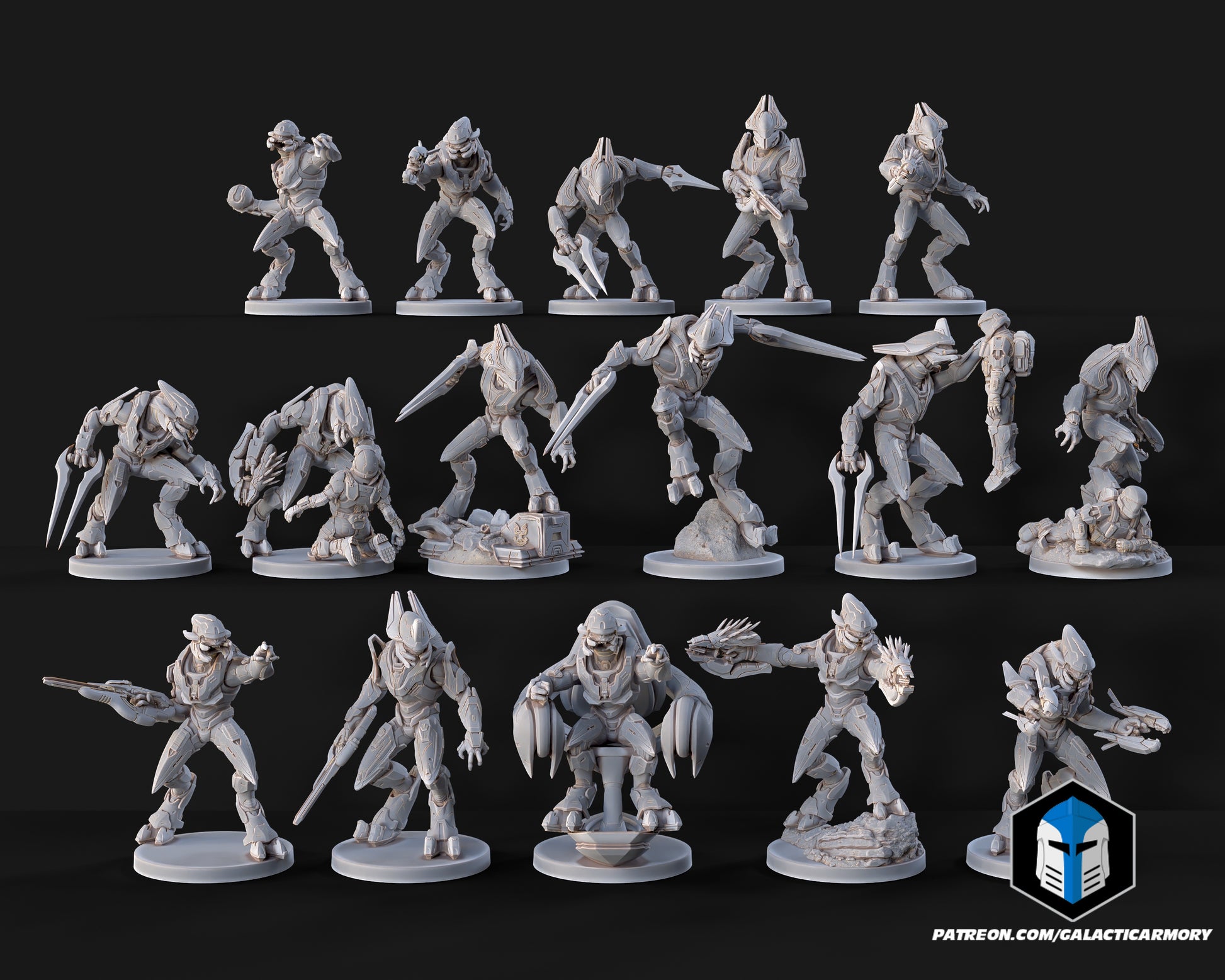 Halo Elites Miniatures - Galactic Armory - 3D Printed with High Quality Resin for Wargame/Skirmish/D&D