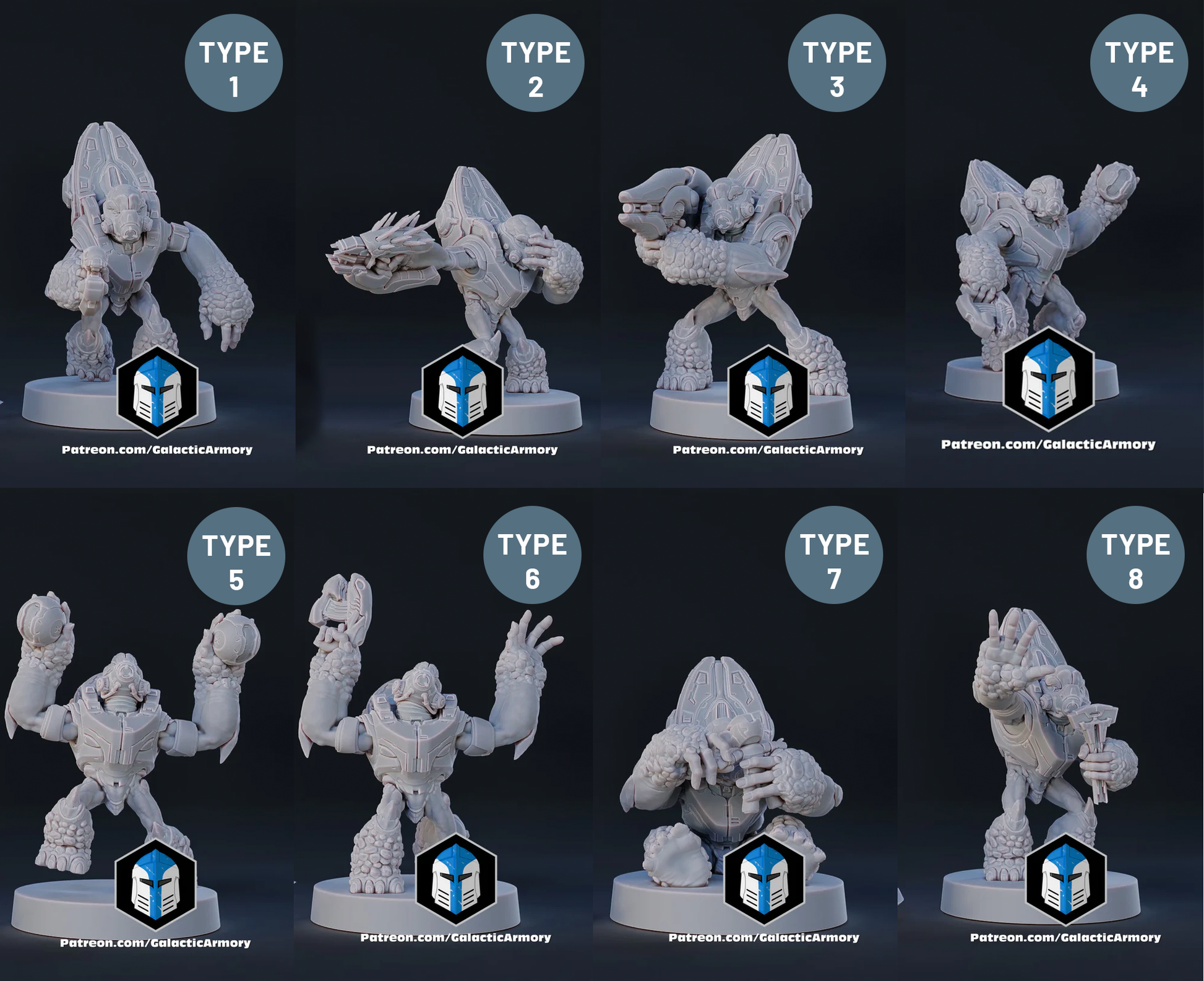 Halo Grunts Miniatures - Galactic Armory - 3D Printed with High Quality Resin for Wargame/Skirmish/D&D