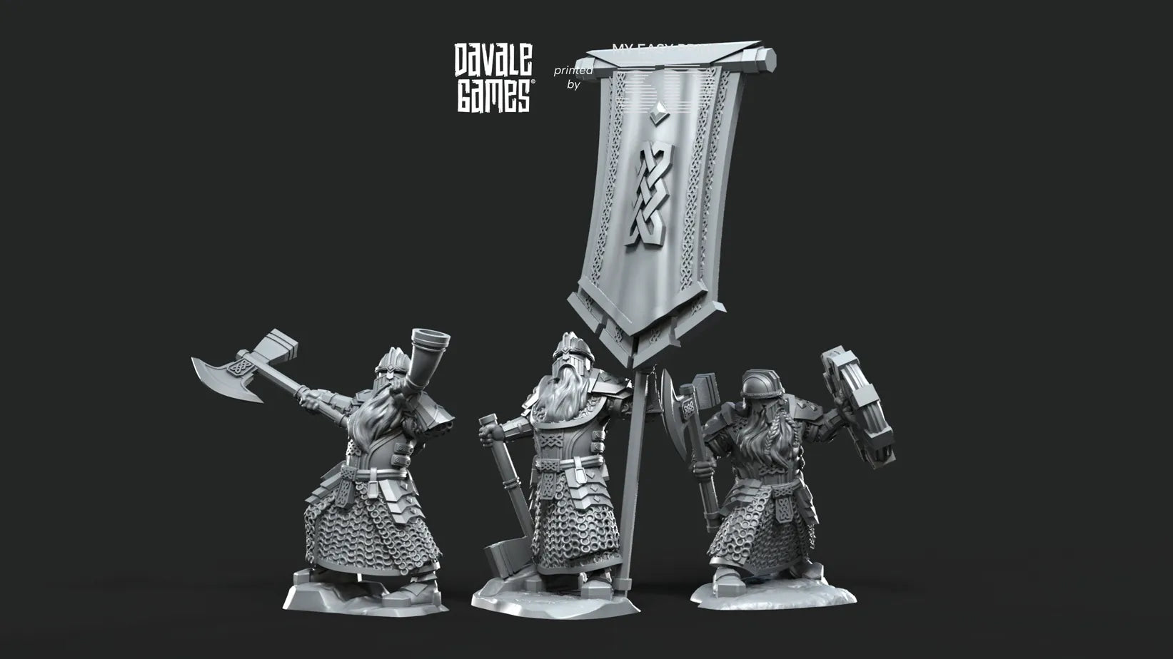 Kalak Dwarves Command Group - Davale Games - 3D Printed with high quality resin for LOTR/D&D games
