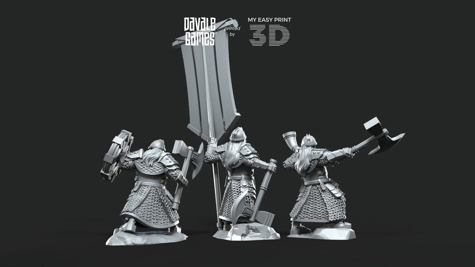 Kalak Dwarves Command Group - Davale Games - 3D Printed with high quality resin for LOTR/D&D games