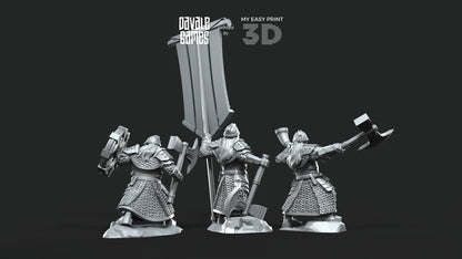 Kalak Dwarves Command Group - Davale Games - 3D Printed with high quality resin for LOTR/D&D games