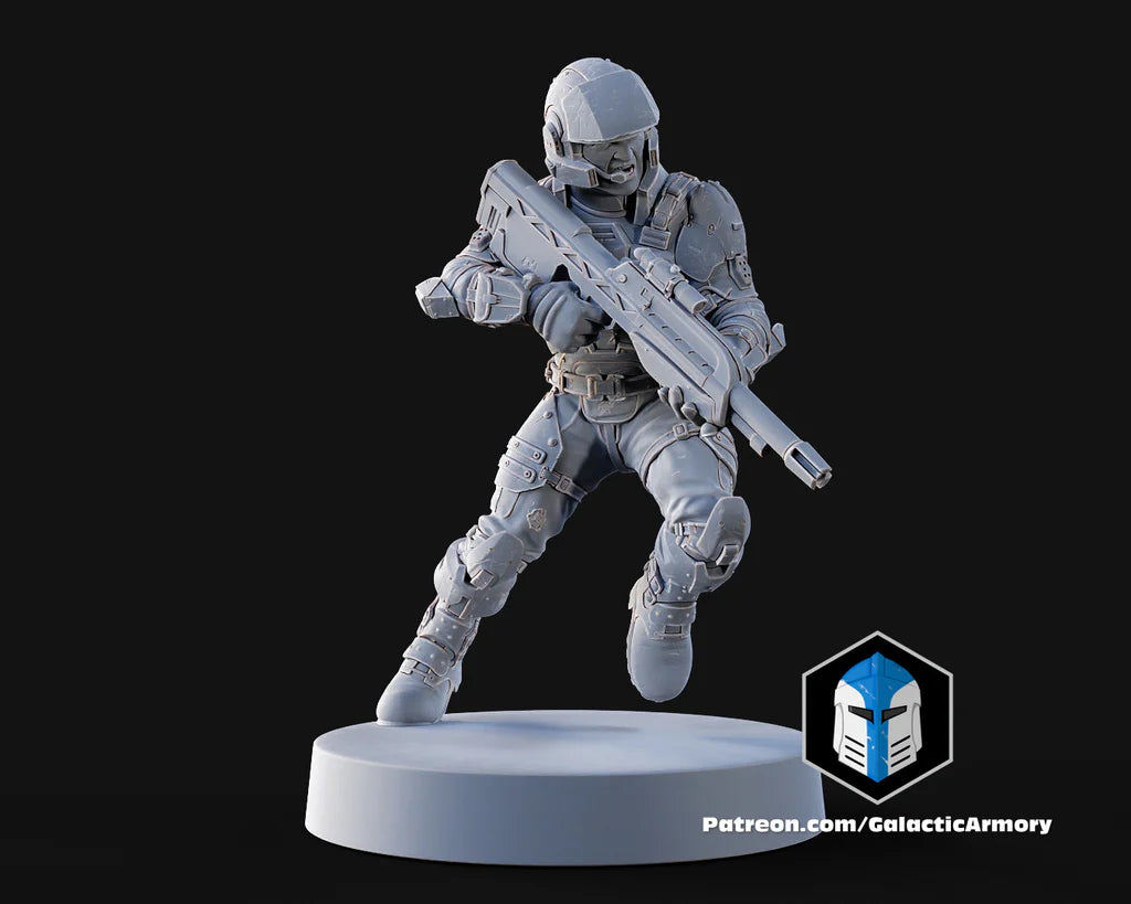 Halo UNSC Marine Miniatures - Galactic Armory - 3D Printed with High Quality Resin for Wargame/Skirmish/D&D