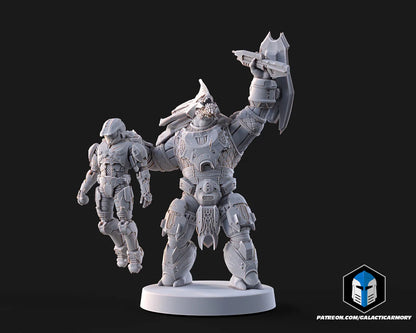 Halo Brute Chieftain Miniatures - Galactic Armory - 3D Printed with High Quality Resin for Wargame/Skirmish/D&D