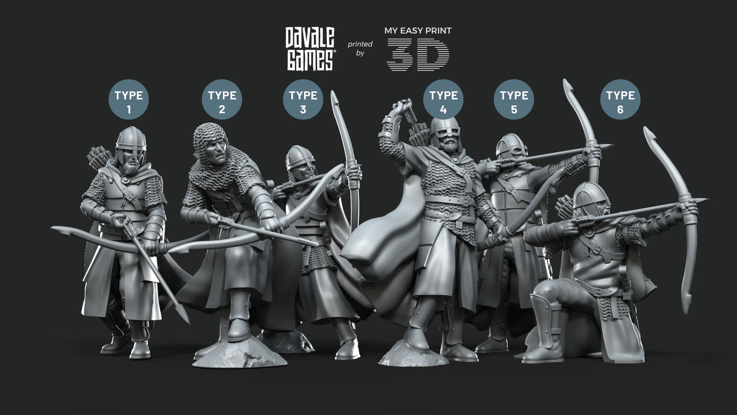 West Humans Archers - Davale Games - 3D Printed with high quality resin for LOTR/D&D games