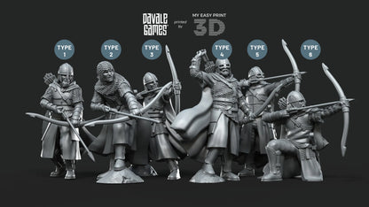 West Humans Archers - Davale Games - 3D Printed with high quality resin for LOTR/D&D games