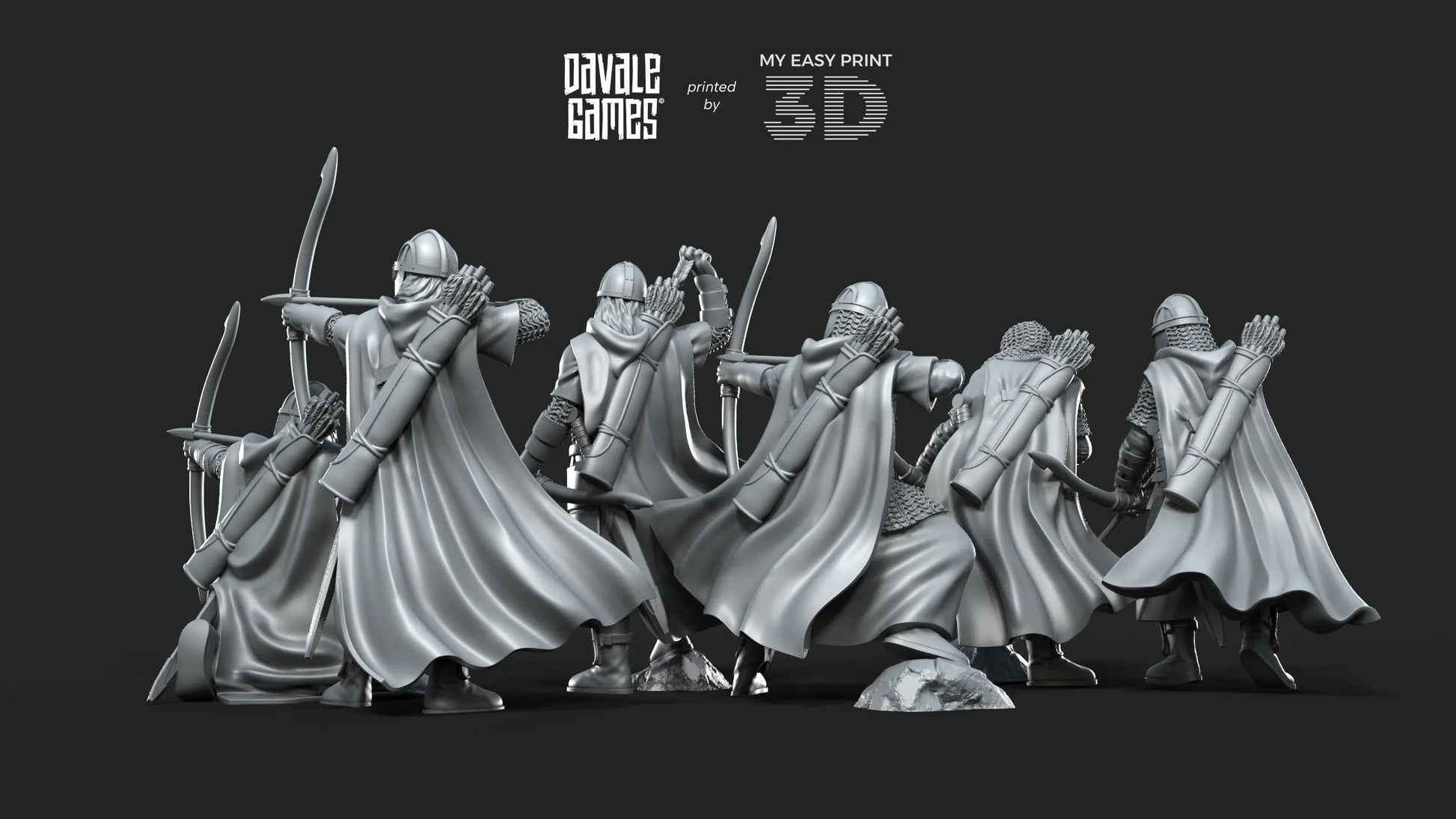West Humans Archers - Davale Games - 3D Printed with high quality resin for LOTR/D&D games