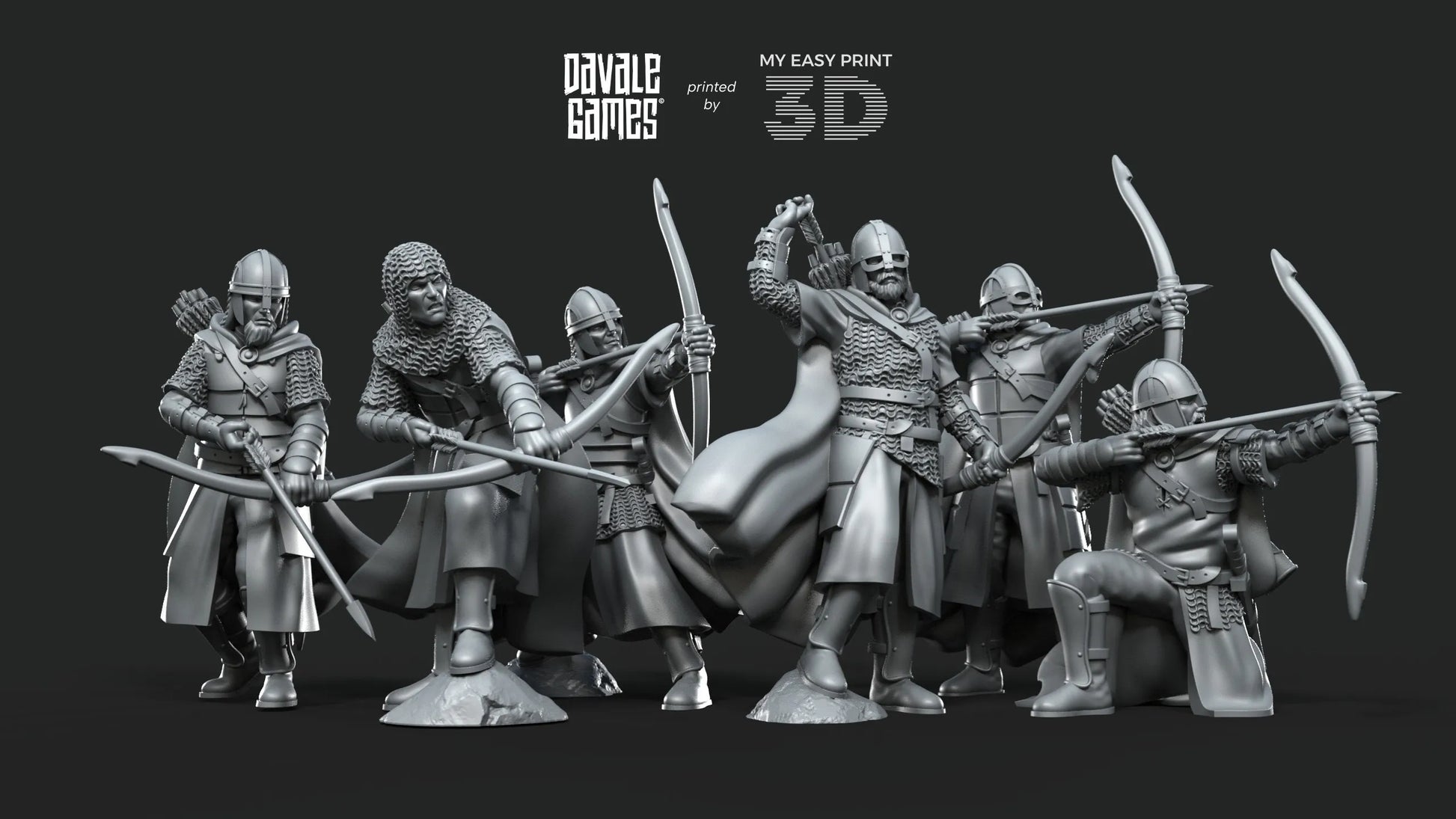 West Humans Archers - Davale Games - 3D Printed with high quality resin for LOTR/D&D games