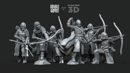 West Humans Archers - Davale Games - 3D Printed with high quality resin for LOTR/D&D games