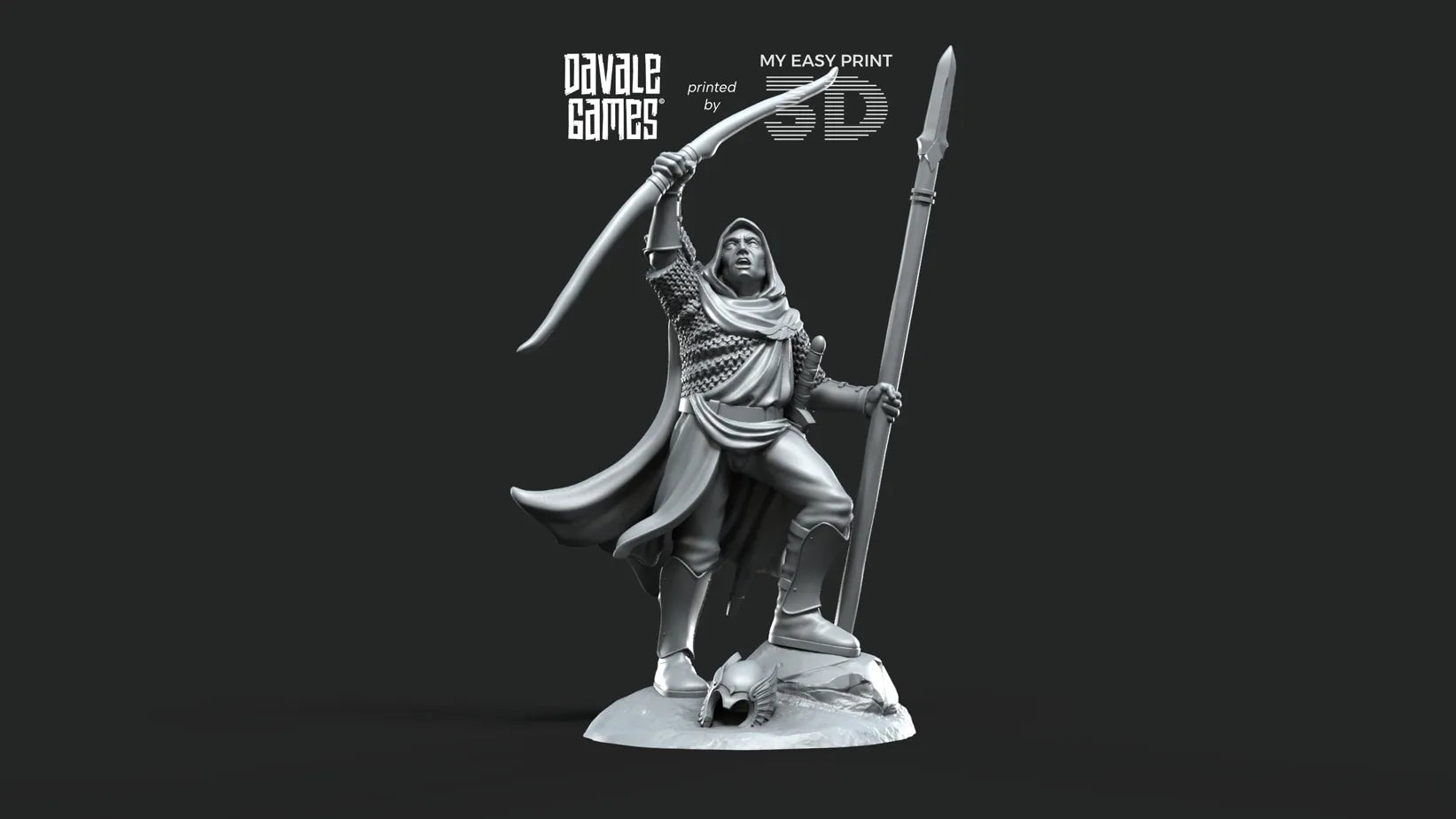White Swan - Danher on foot - Davale Games - 3D Printed with high quality resin for LOTR/D&D games