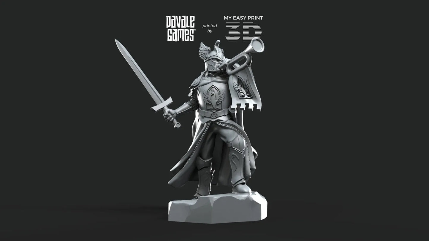 White Swan - Swan Warrior with Trumpet - Davale Games - 3D Printed with high quality resin for LOTR/D&D games