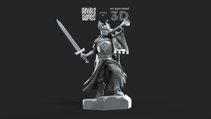 White Swan - Swan Warrior with Trumpet - Davale Games - 3D Printed with high quality resin for LOTR/D&D games