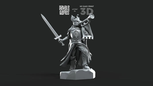 White Swan - Swan Warrior with Trumpet - Davale Games - 3D Printed with high quality resin for LOTR/D&D games